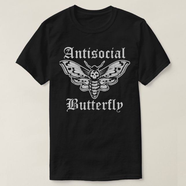Funny Antisocial Butterfly Introvert Distressed De T-Shirt (Design vorne)
