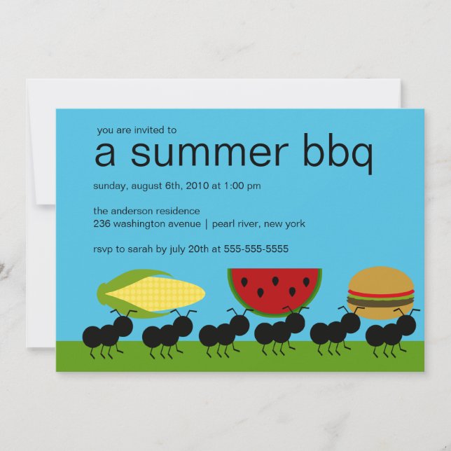 Funny ANTS Summer GRILLEN Bash Einladung (Vorderseite)