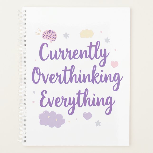 Funny Anxiety Overthinking Quote Pastel Planer (Vorderseite)