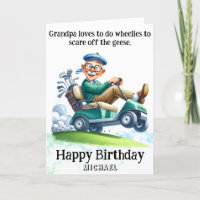 *~* Funny AP94 Older Golf Cart Man Birthday Card