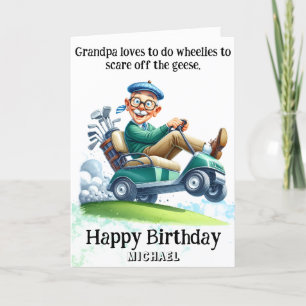 *~* Funny AP94 Older Golf Cart Man Birthday Card Dankeskarte