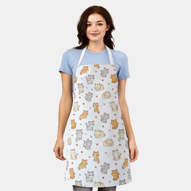 Funny Apron für Katze Lover Kawaii Cat Pattern Schürze (Getragen)