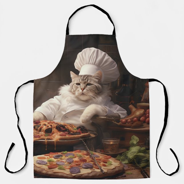 Funny Apron Für Katzen Liebhaber Pizza Koch Schürze (Vorderseite)