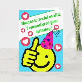 Funny Aquamarin Smile Face Social Media Happy Gebu Karte