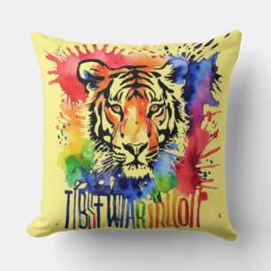 Funny Aquarell bunter Tiger Kissen