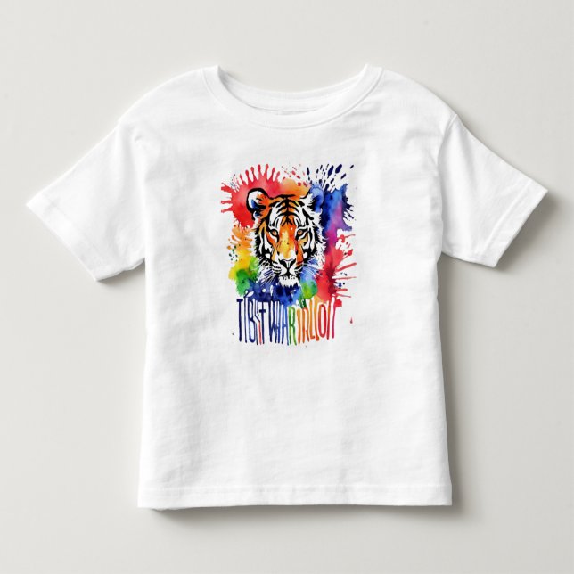 Funny Aquarell bunter Tiger Kleinkind T-shirt (Vorderseite)