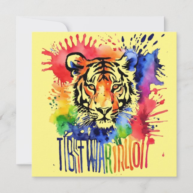 Funny Aquarell bunter Tiger Save The Date (Vorderseite)
