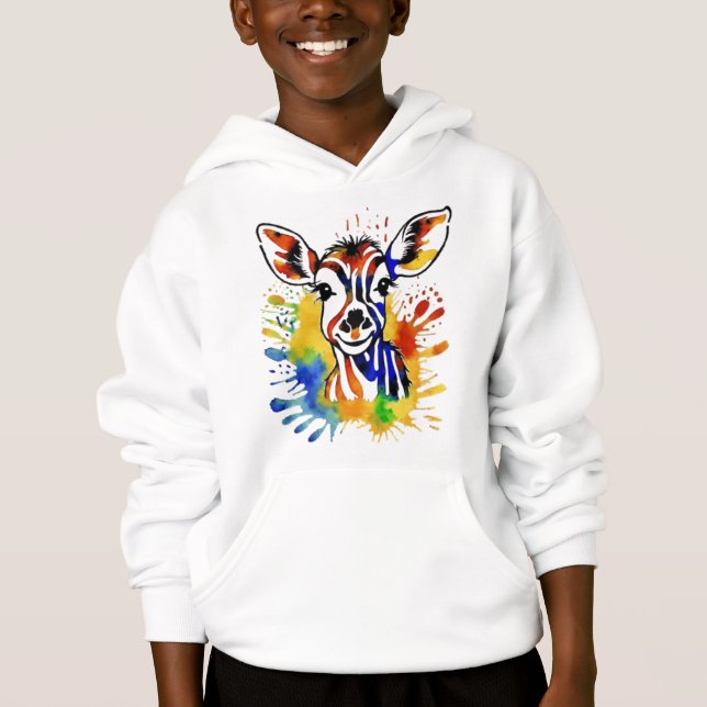 Funny Aquarell farbige Antilope Hoodie (Vorderseite)