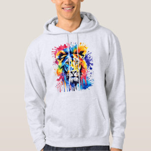 Funny Aquarell farbiger Löwe Hoodie