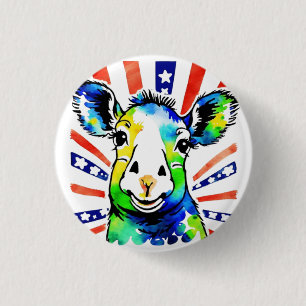 Funny Aquarell farbiges Schaf Button