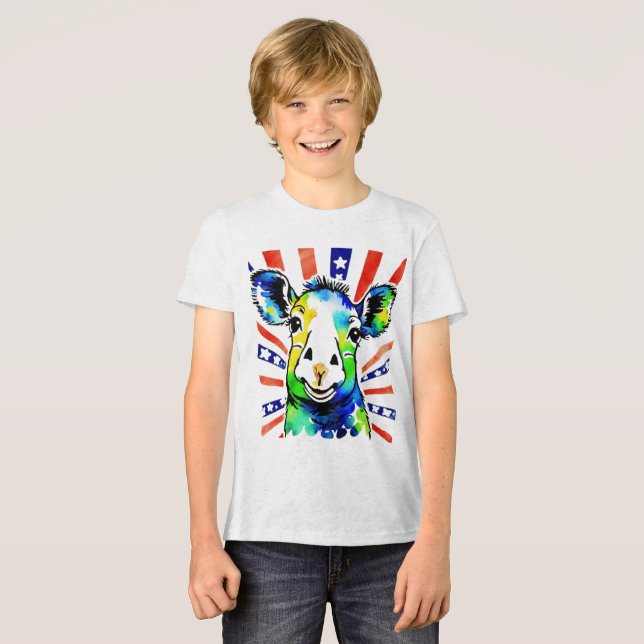 Funny Aquarell farbiges Schaf Tri-Blend Shirt (Vorderseite voll)