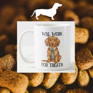 FUNNY arbeitet für Leckereien Dackel mit Krawatte Kaffeetasse