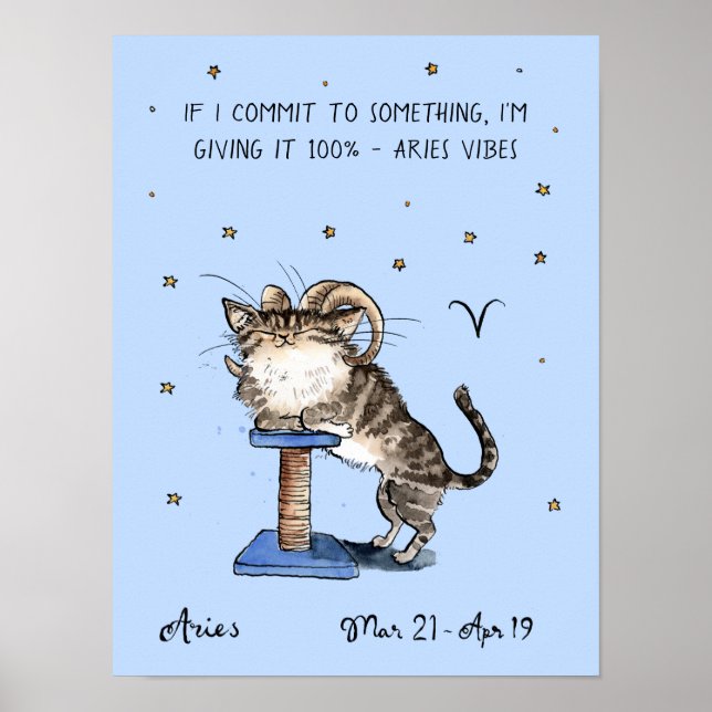 Funny Aries Poster Zodiac Cat Star Schild Plakat (Vorne)