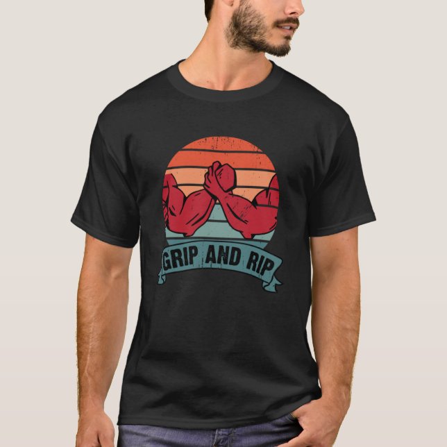 Funny Arm Wrestling Sports Power Arm Wrestler Grip T-Shirt (Vorderseite)