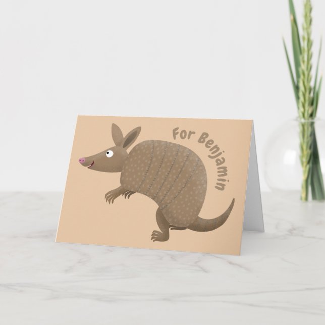 Funny armadillo glücklicher Cartoon Illustration Karte (Vorderseite)