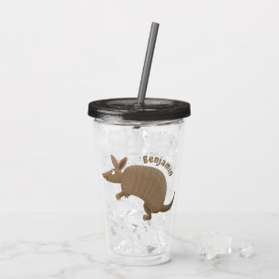 Funny armadillo Happy Cartoon Illustration Acryltrinkbecher
