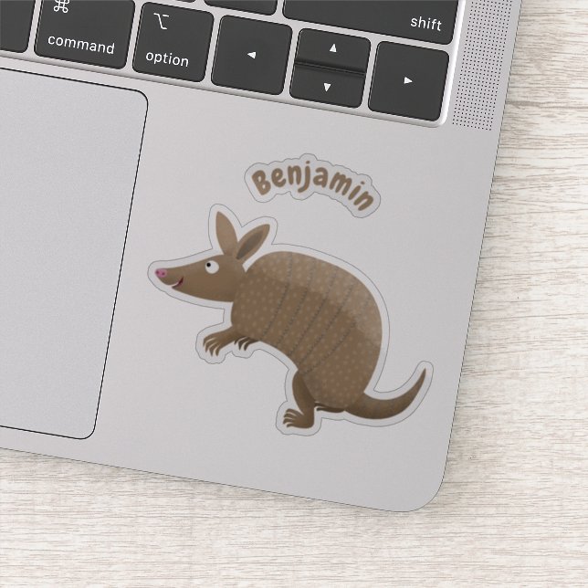 Funny armadillo Happy Cartoon Illustration Aufkleber (Detail)
