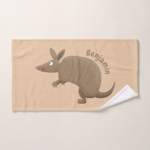 Funny armadillo Happy Cartoon Illustration Badhandtuch Set