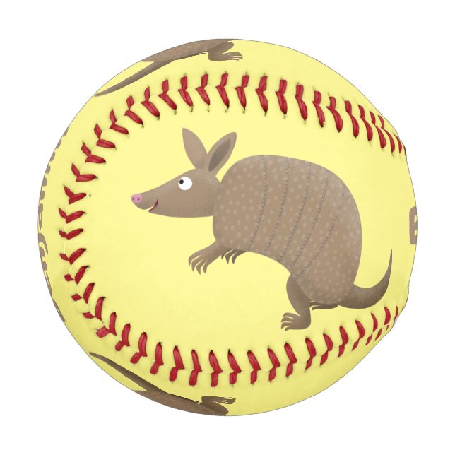 Funny armadillo Happy Cartoon Illustration Baseball (Vorderseite Links)