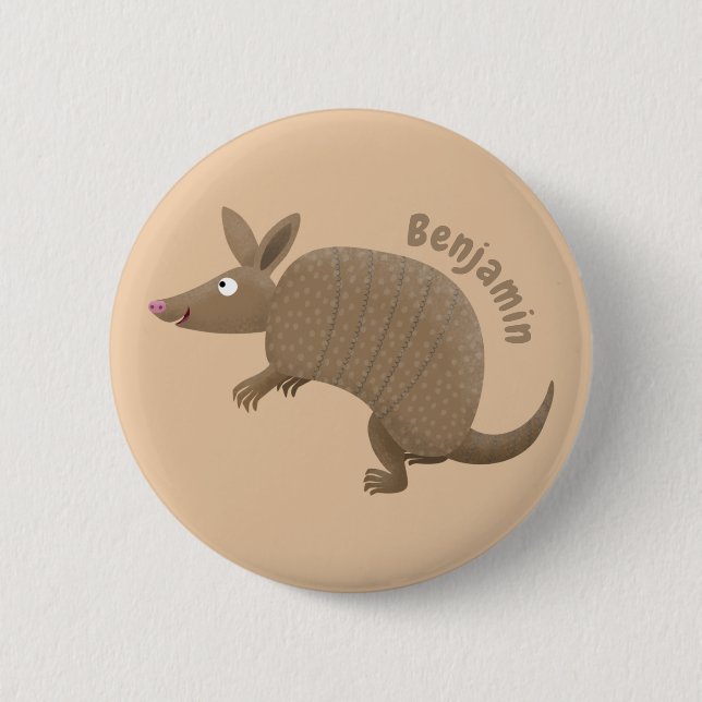 Funny armadillo Happy Cartoon Illustration Button (Vorderseite)