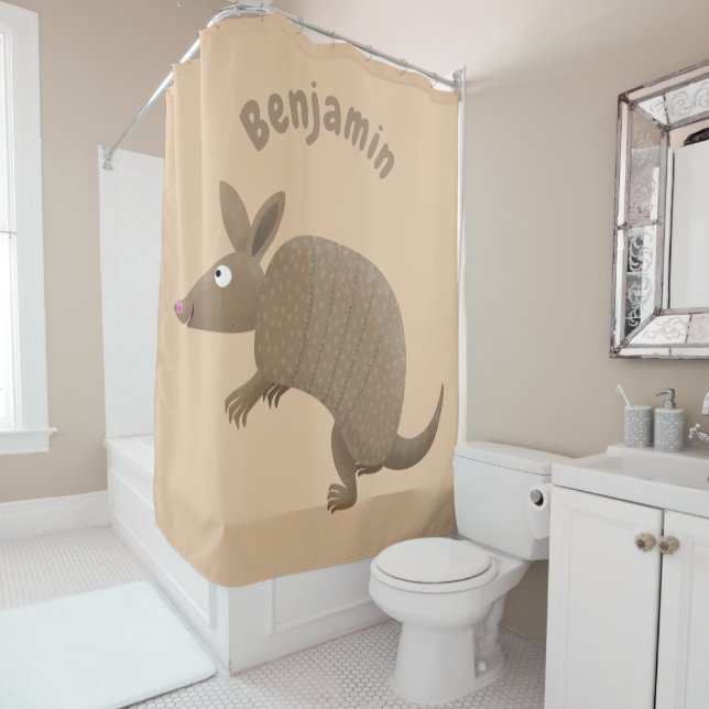 Funny armadillo Happy Cartoon Illustration Duschvorhang (Beispiel)