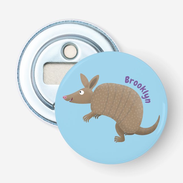Funny armadillo Happy Cartoon Illustration Flaschenöffner (Vorderseite)