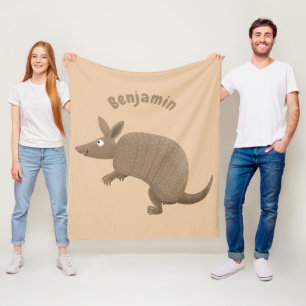 Funny armadillo Happy Cartoon Illustration Fleecedecke