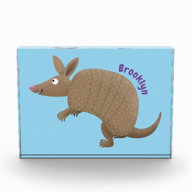 Funny armadillo Happy Cartoon Illustration Fotoblock (Vorderseite)