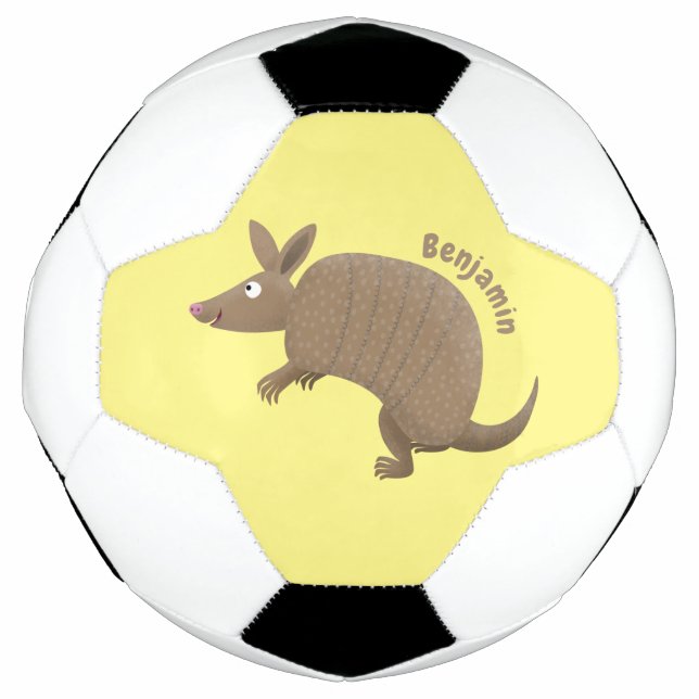 Funny armadillo Happy Cartoon Illustration Fußball (Vorderseite)