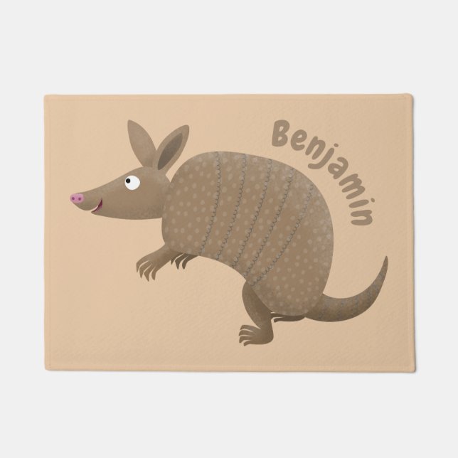 Funny armadillo Happy Cartoon Illustration Fußmatte (Vorderseite)