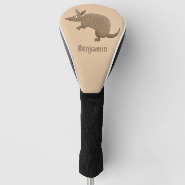 Funny armadillo Happy Cartoon Illustration Golf Headcover (Vorderseite)
