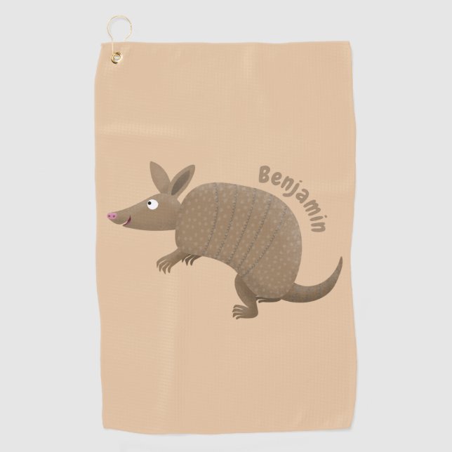 Funny armadillo Happy Cartoon Illustration Golfhandtuch (Vorderseite)