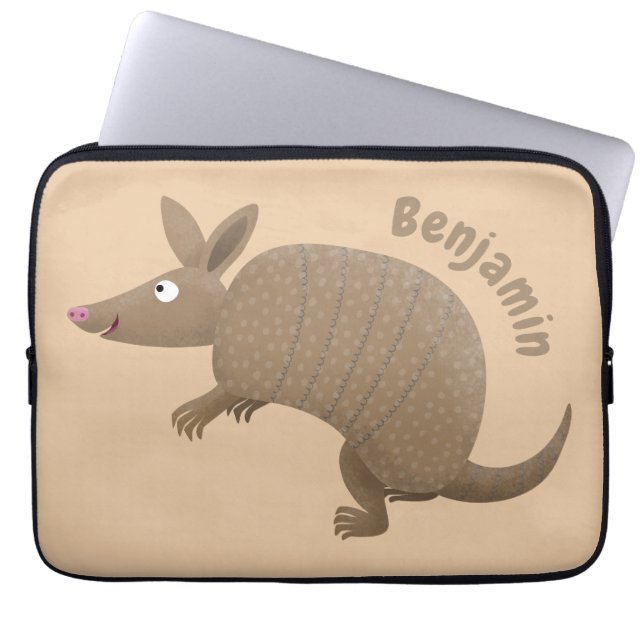 Funny armadillo Happy Cartoon Illustration Laptopschutzhülle (Vorderseite)