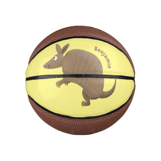 Funny armadillo Happy Cartoon Illustration Mini Basketball (Vorderseite)