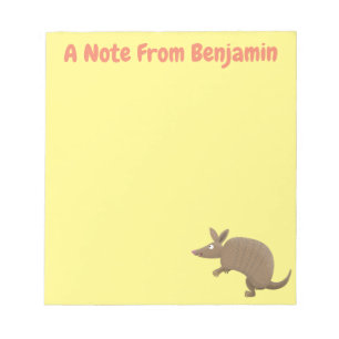 Funny armadillo Happy Cartoon Illustration Notizblock