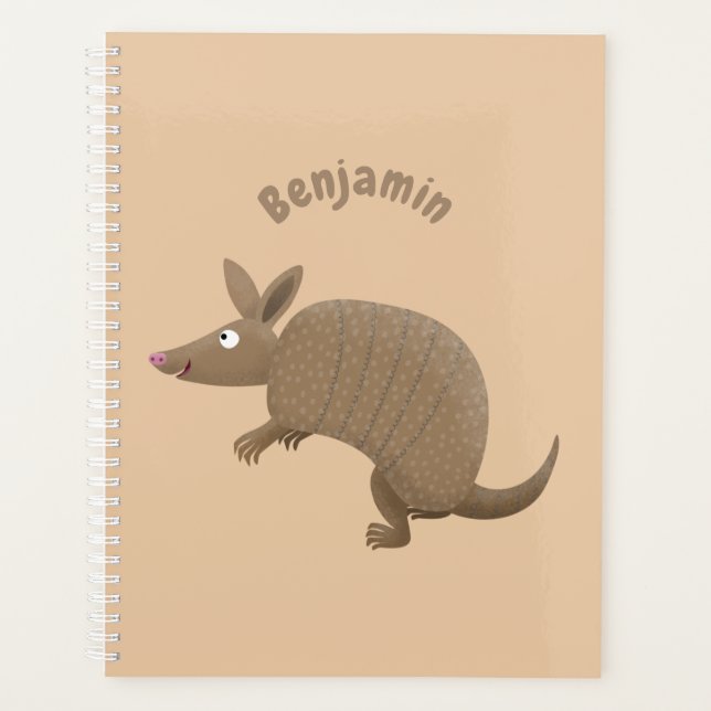Funny armadillo Happy Cartoon Illustration Planer (Vorderseite)
