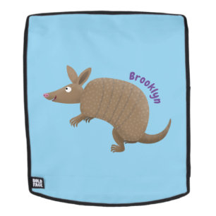 Funny armadillo Happy Cartoon Illustration Rucksack