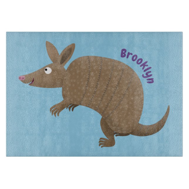 Funny armadillo Happy Cartoon Illustration Schneidebrett (Vorderseite)