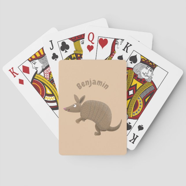 Funny armadillo Happy Cartoon Illustration Spielkarten (Rückseite)