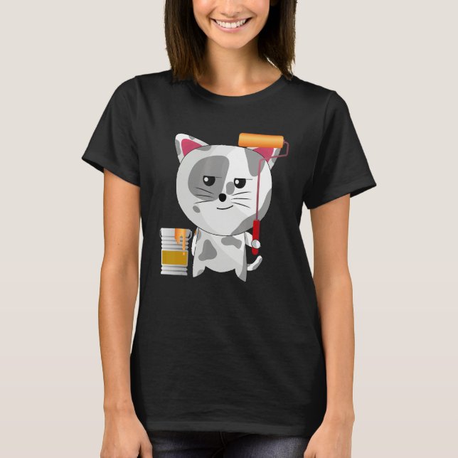 Funny Artist Cat Painting Professional For Painter T-Shirt (Vorderseite)