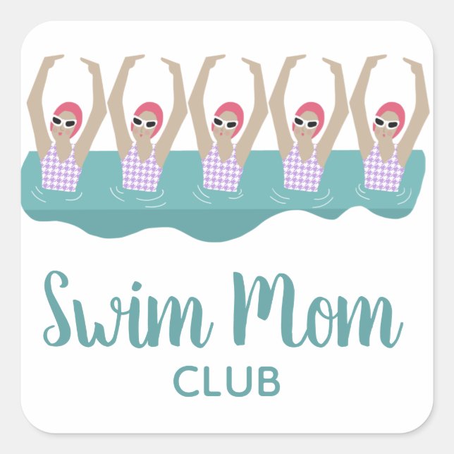 Funny Artistic Synchro Schwimmer Mama schwimmen Quadratischer Aufkleber (Vorderseite)