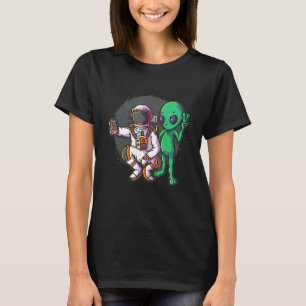 Funny Astronaut & Alien Selfie Astronomie Ufo Foto T-Shirt