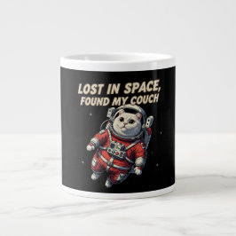 Funny Astronaut Cat Mug: Lost in Space Jumbo-Tasse