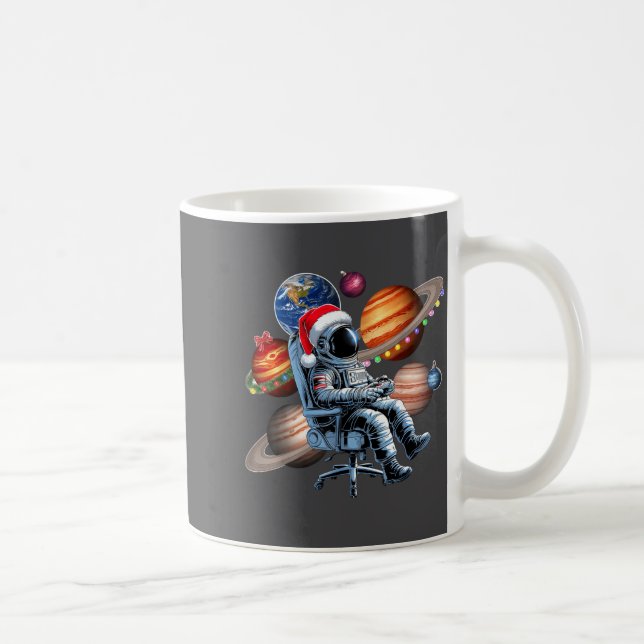 Funny Astronaut Christmas Space Lights Santa Hat P Kaffeetasse (Rechts)