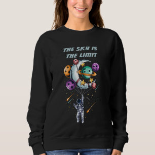 Funny Astronaut Holding a Balloon Planets Sweatshirt