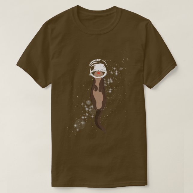 Funny Astronaut Otter T-Shirt (Design vorne)
