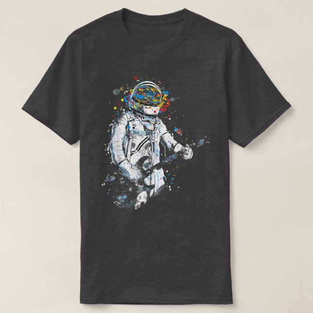 Funny Astronaut Playing Bass Guitar At Space Astro T-Shirt (Design vorne)