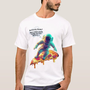 Funny Astronaut Riding Peperoni Pizza Slice Unisex T-Shirt