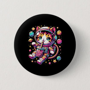 Funny Astronaut Space Kawaii Boba Tea Kata Button