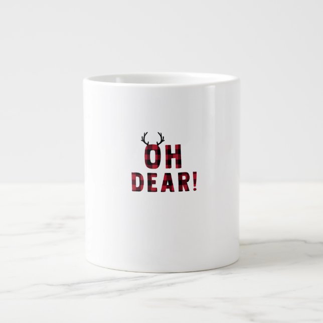 Funny Attitude Oh Dear Plaid Deer Creative Design  Jumbo-Tasse (Vorderseite)